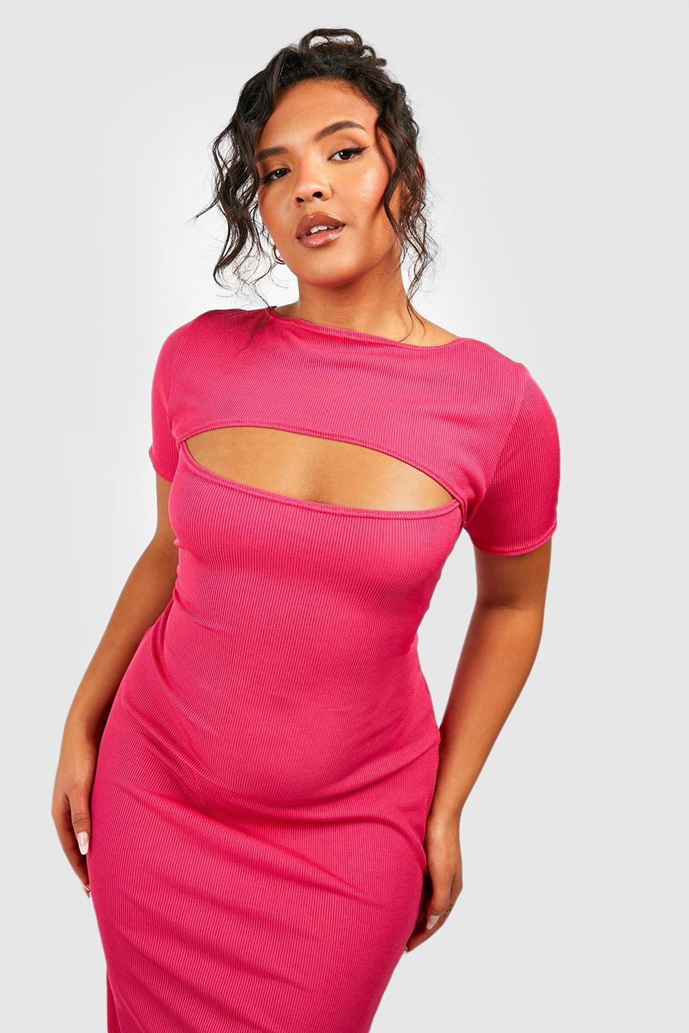 Plus size short hot sale sleeve midi dress